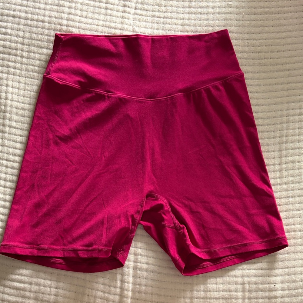 Women's Pink High-Waisted Biker Shorts
